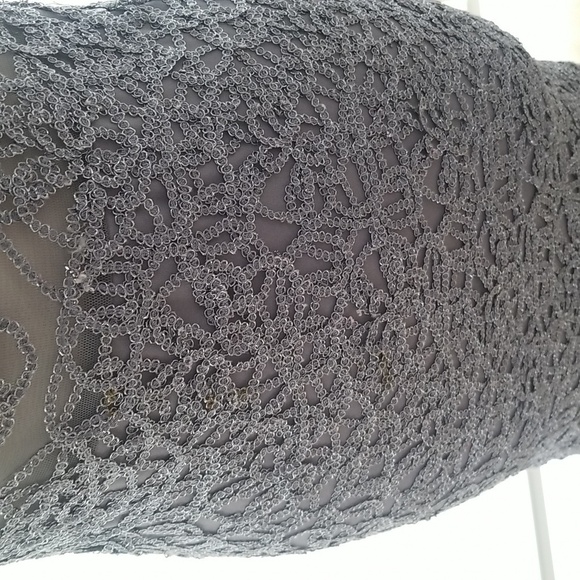 Gorgeous silver thick lace evening gown Jump apparel Size 1/2 - Picture 6 of 7